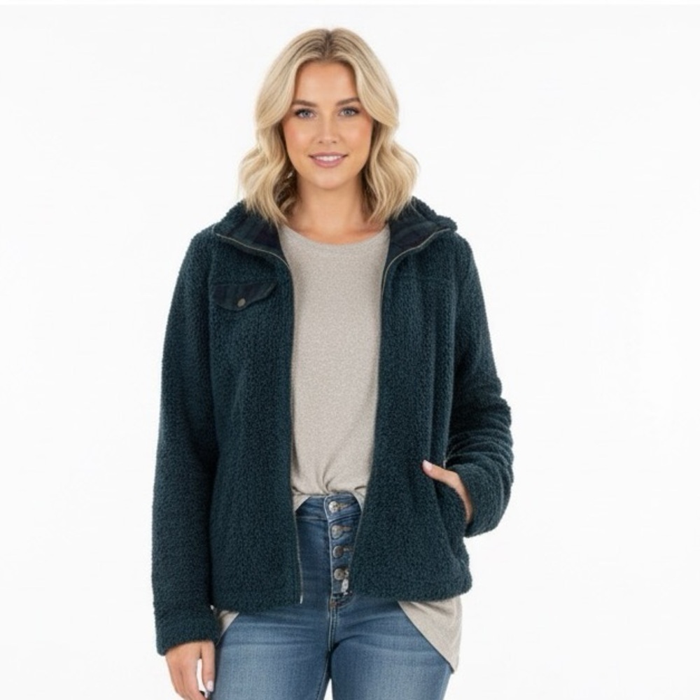 Pendleton Blue Green fleece zip up size small with pockets